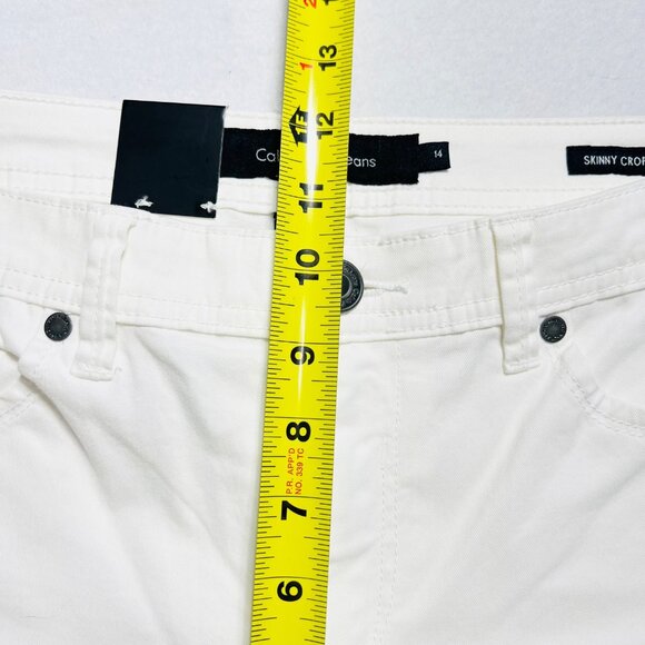 Calvin Klein Women's Power Stretch White Skinny Crop Jeans Size 14 Mid Rise NWT - Picture 10 of 12